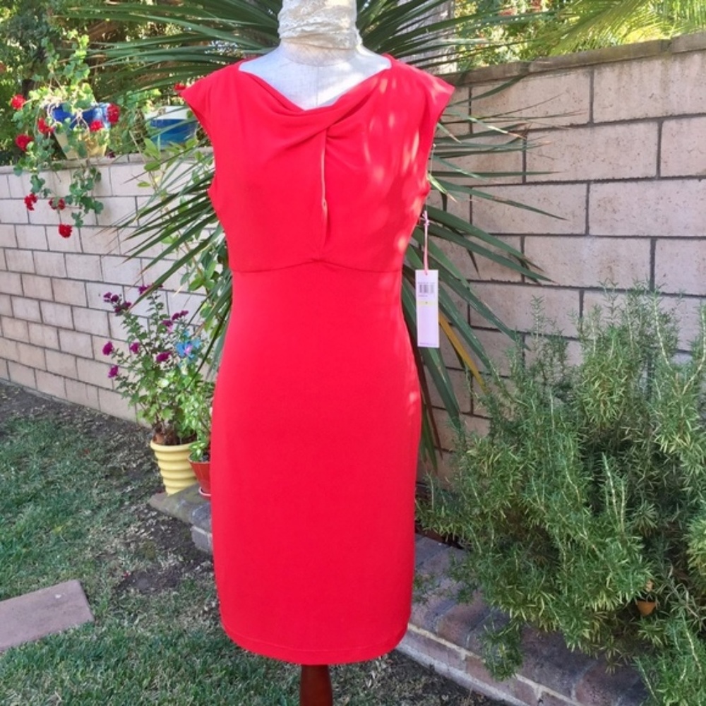 Classy Red Valentine Date Night Dress Sexy Body-con Fitted Small NWT